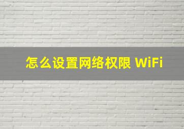 怎么设置网络权限 WiFi